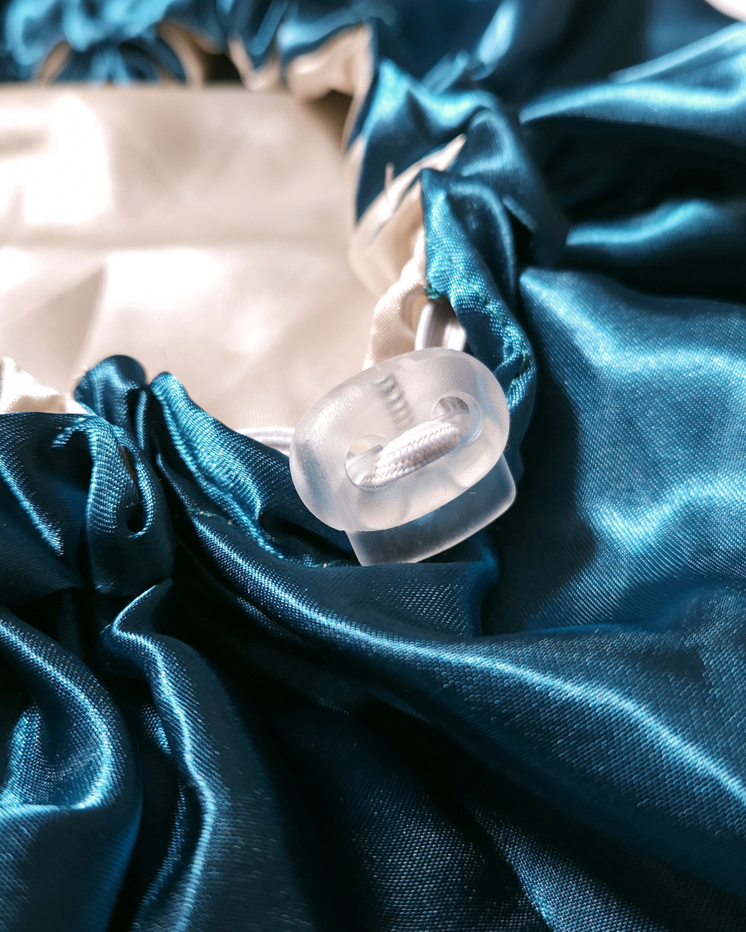 Caspian Teal / Champagne Reversible Satin Bonnet