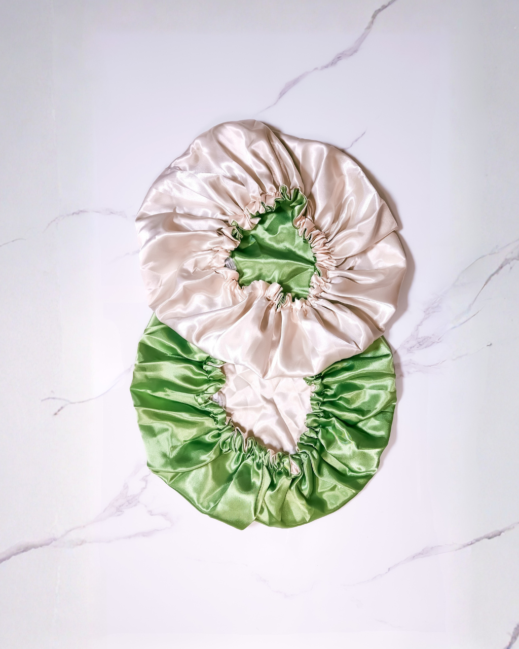 Emerald Green / Champagne Reversible Satin Bonnet