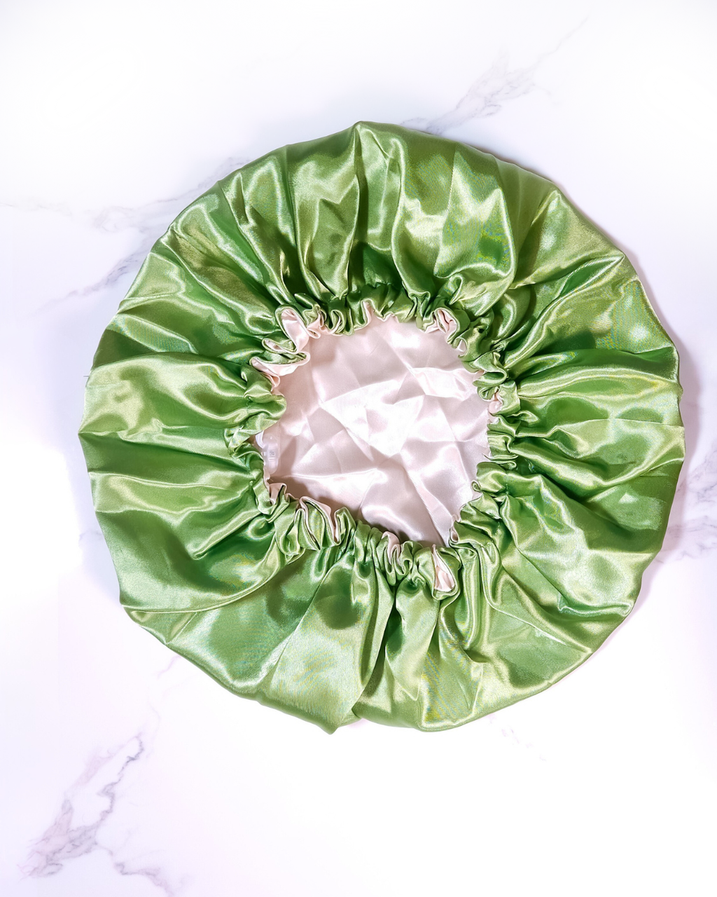 Emerald Green / Champagne Reversible Satin Bonnet