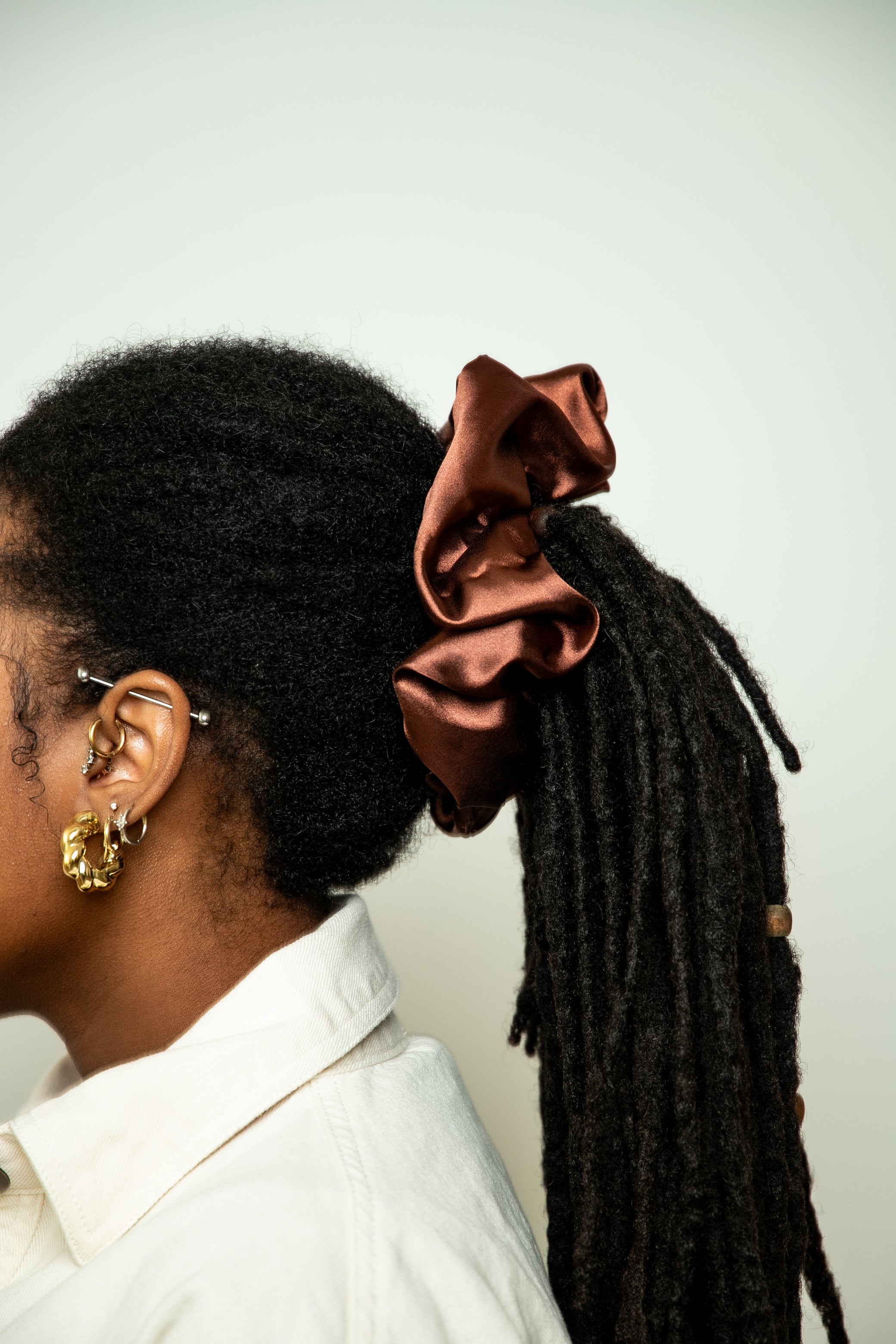 Chestnut Brown Satin XL Scrunchie