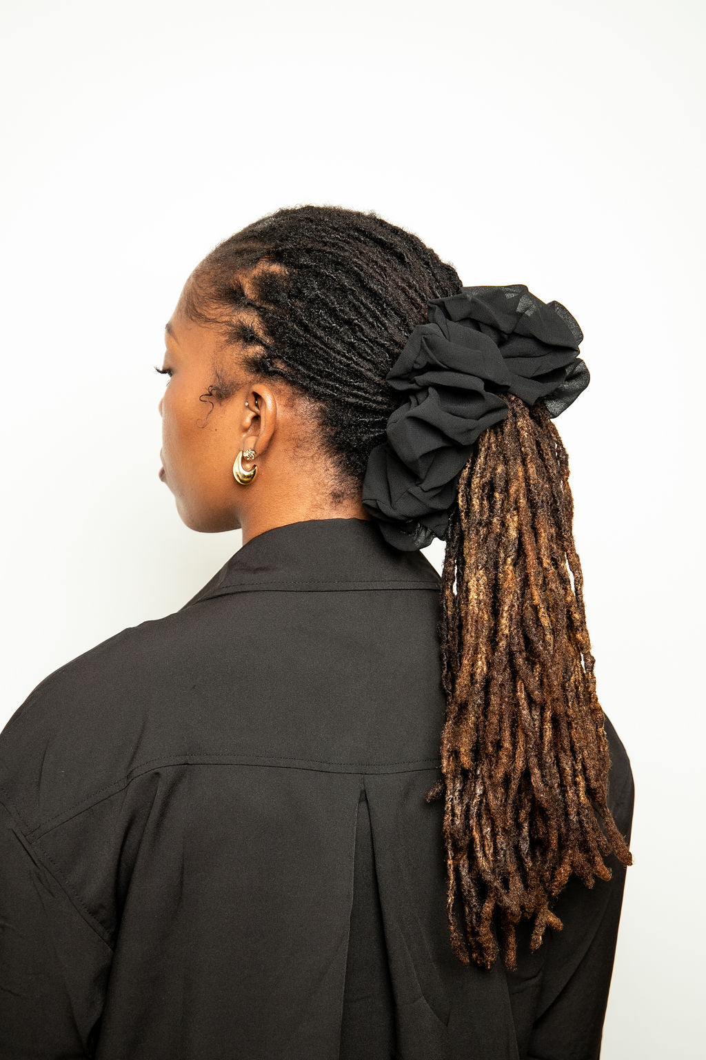 Chouchou XL en mousseline nuage noir onyx