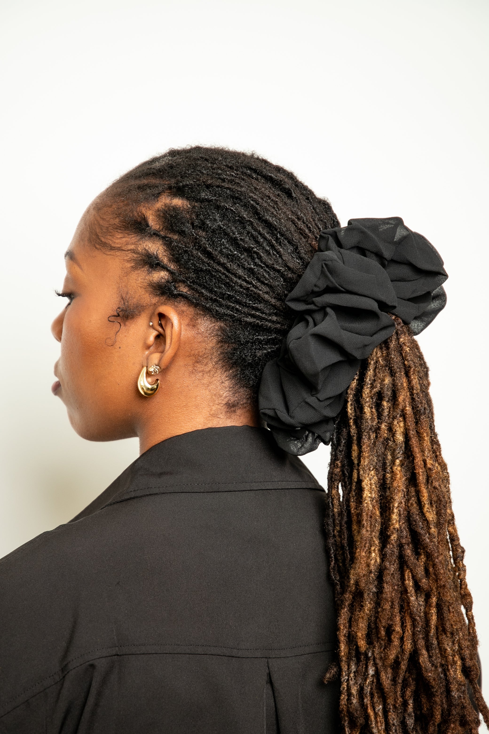 Onyx Black Cloud Chiffon XL Scrunchie