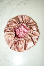 Blush Pink / Dusty Rose Reversible Satin Bonnet
