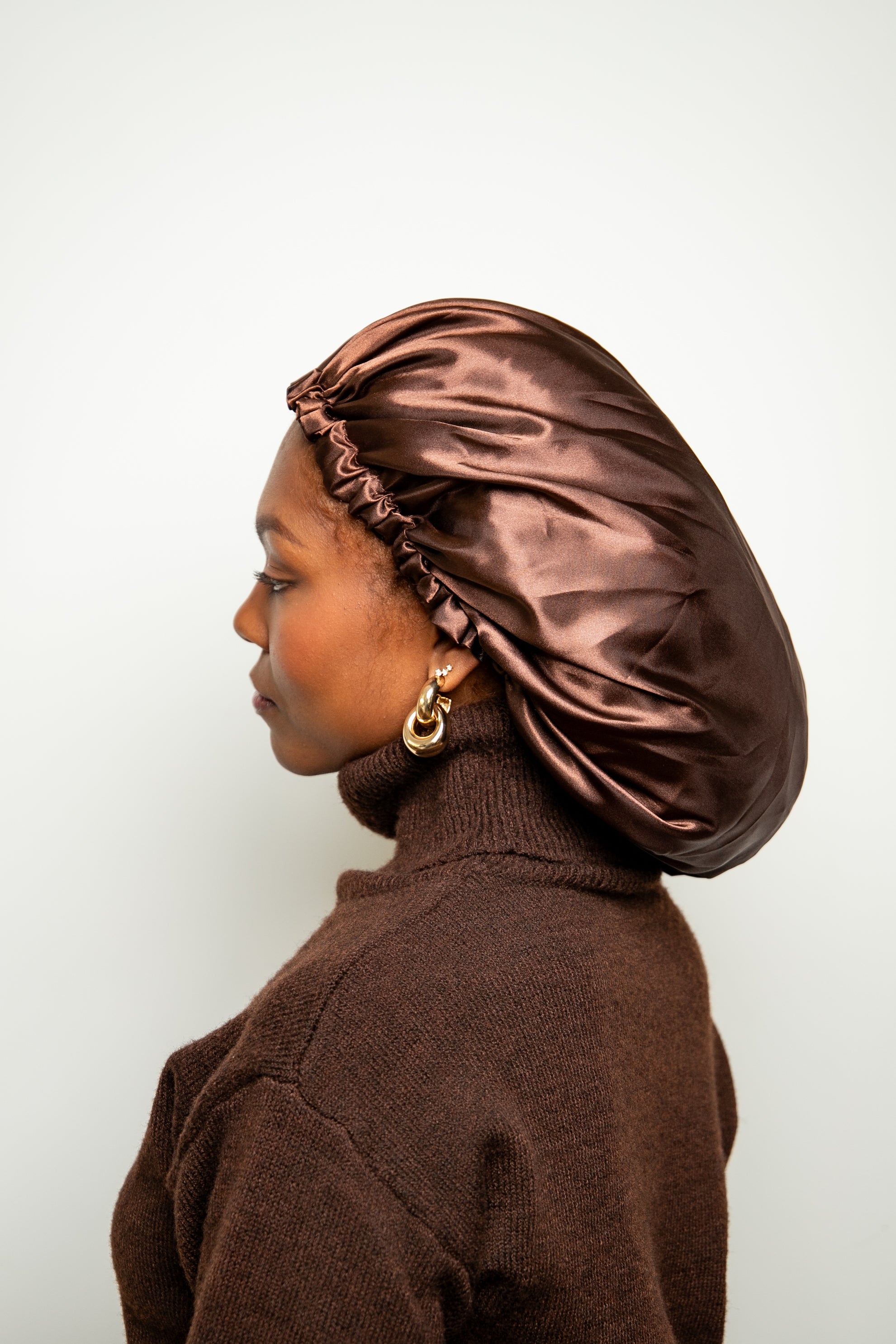 Chocolate/Black Reversible Satin Bonnet